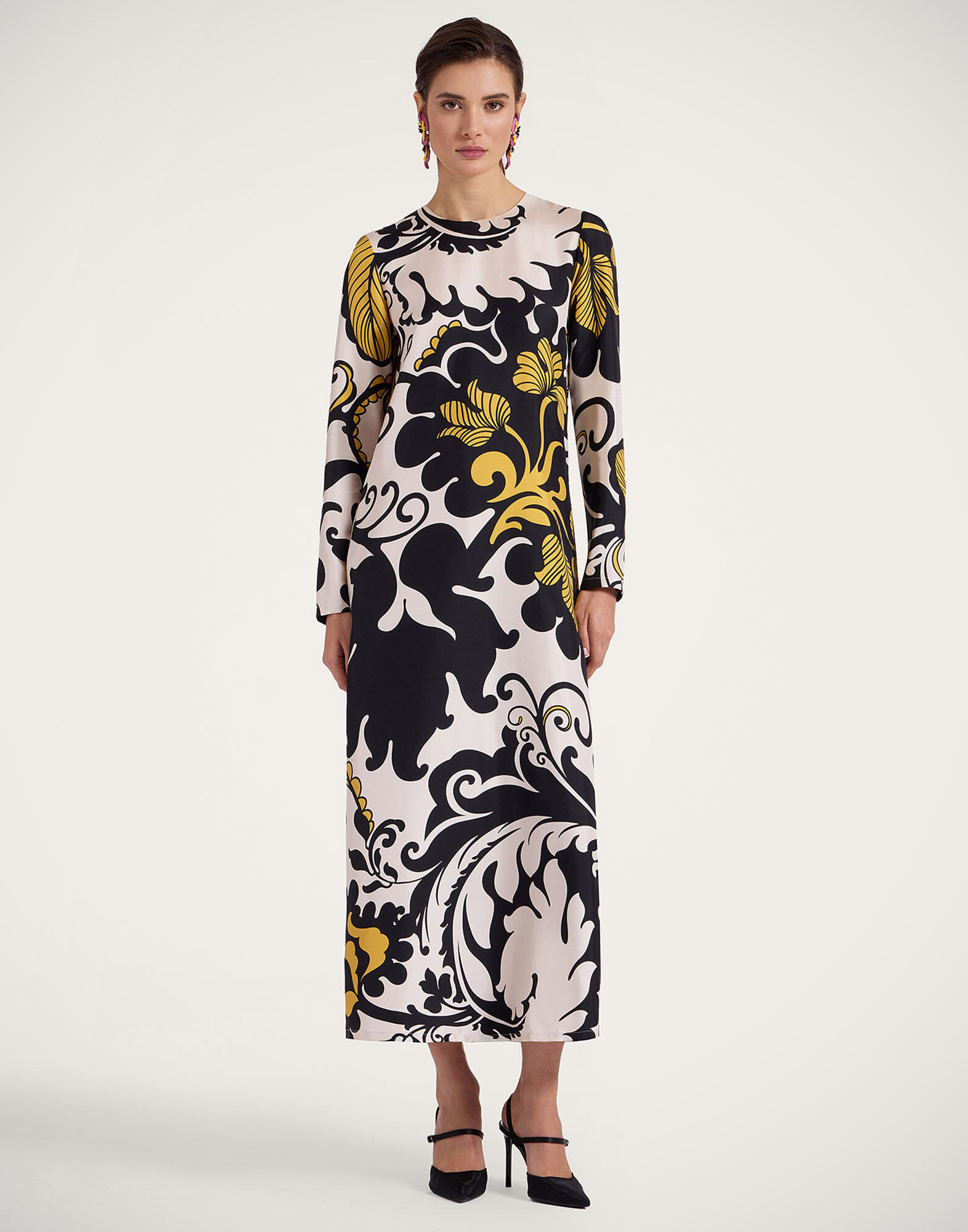 La DoubleJ Long Sleeve Swing Dress Marea Black & White DRE0184SIL001MRE01BL03