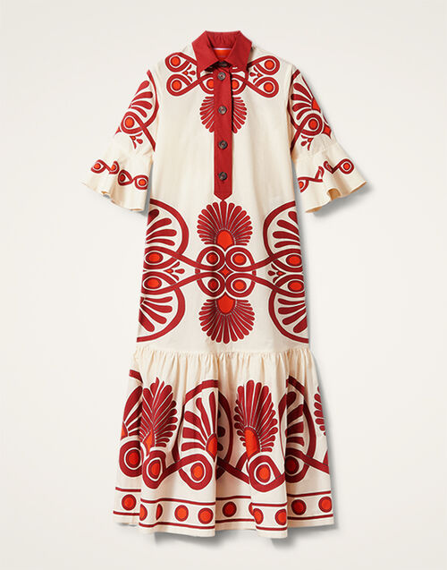 La DoubleJ Artemis Dress Medallion Plac&eacute;e Cream DRE0201COT015MED01WH03