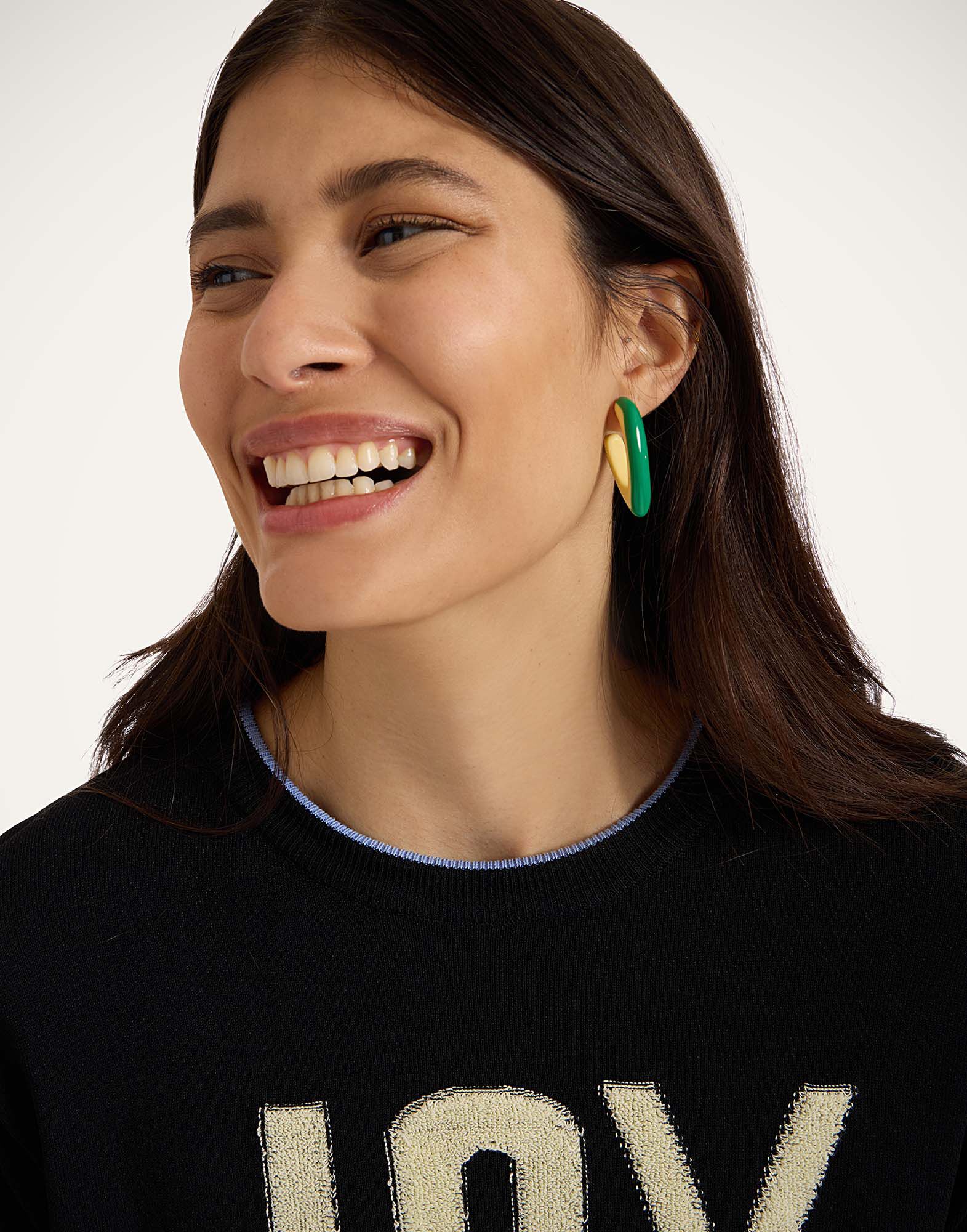 La DoubleJ Dew Earrings Bicolor Mini Bicolor Green & Ivory EAR0057POL008BIC01BR05