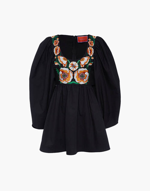 La DoubleJ Dolly Embroidered Dress Solid Black DRE0422COT001BLA0001