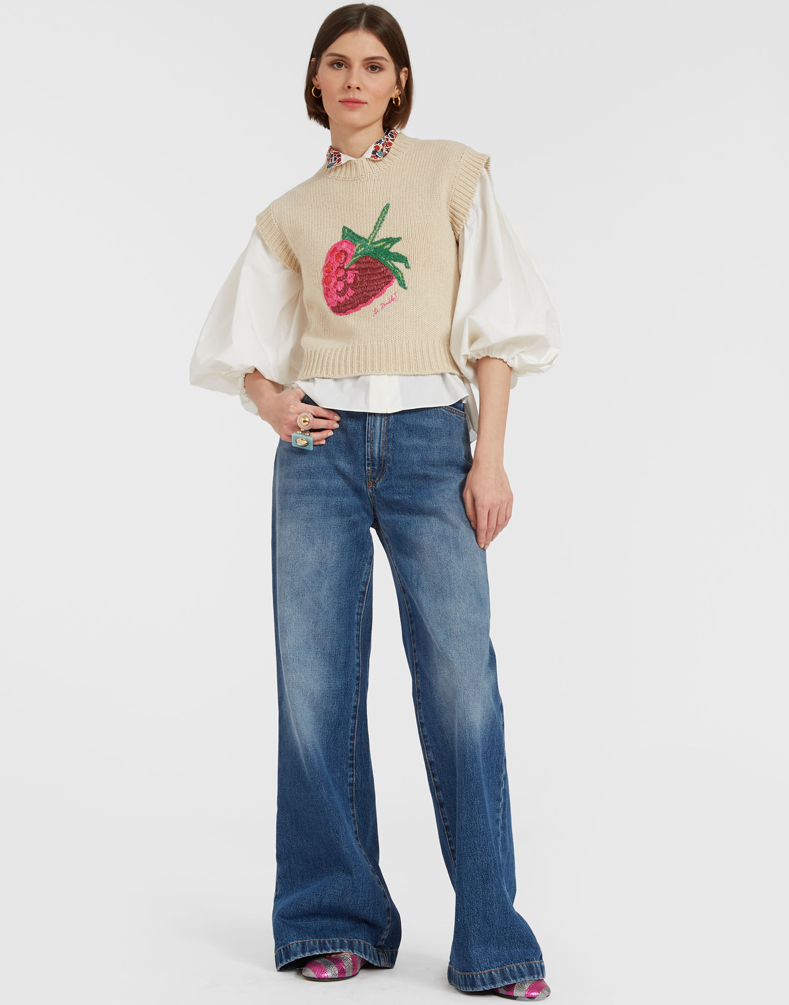 La DoubleJ Lampone Vest Beige PUL0178KNI093VA202WH04