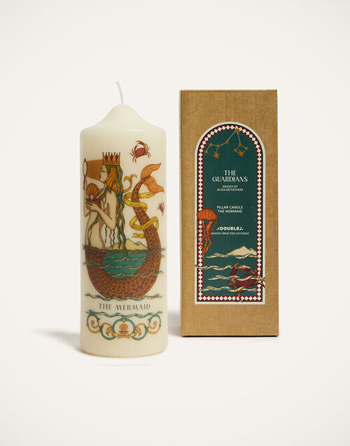 La DoubleJ Printed Pillar Candle The Mermaid Multicolor CAN0011WAX001MRM01MU01