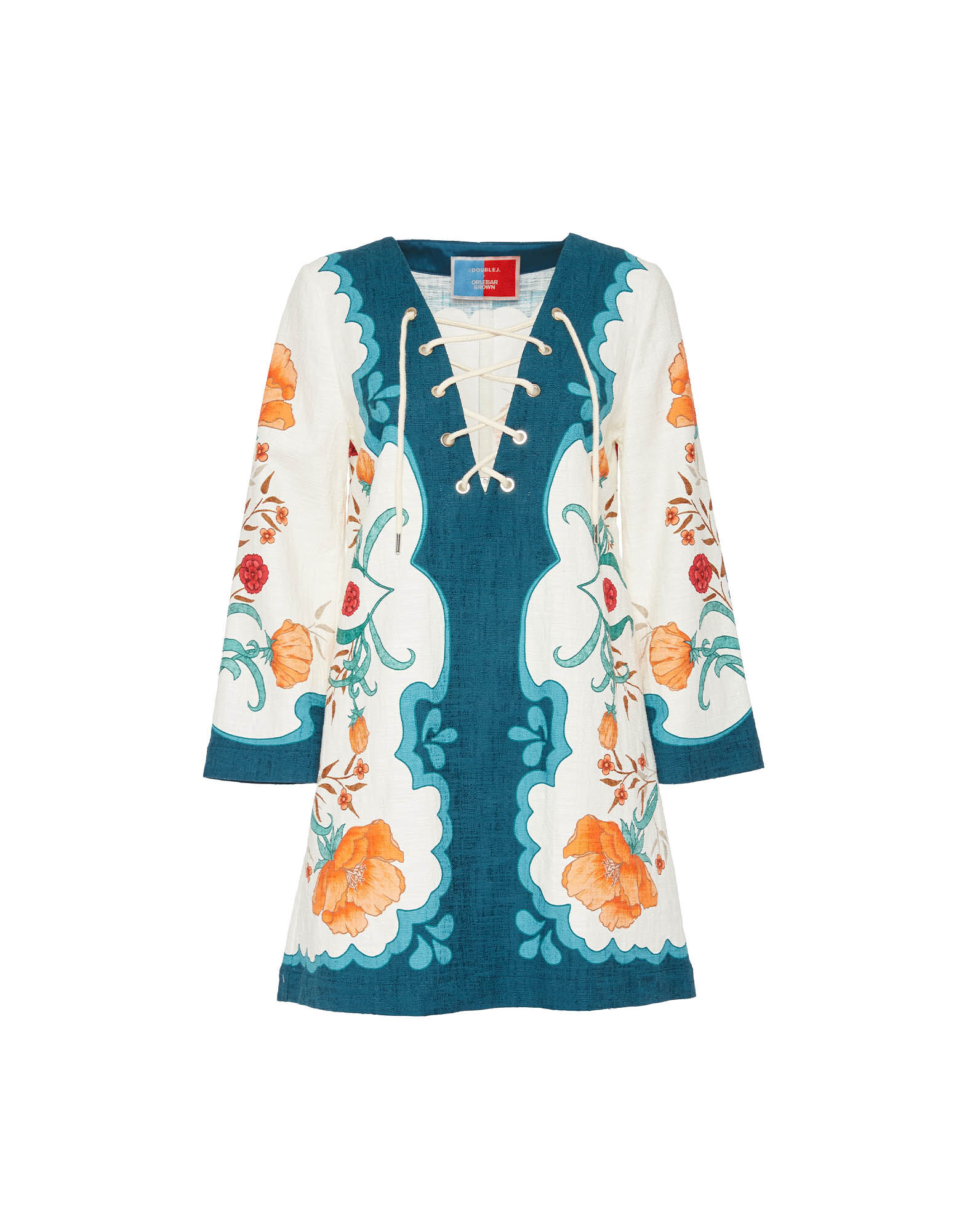 La DoubleJ The Tunic Mini Morpheus Plac&eacute;e Orange DRE0737COT005MOR01OR02