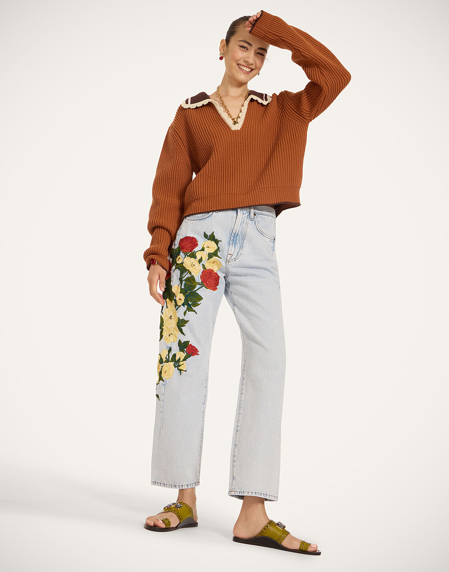 La DoubleJ The Barrel Jean Bloomy Multicolor Red & Yellow TRO0178DEN013VA384BU03