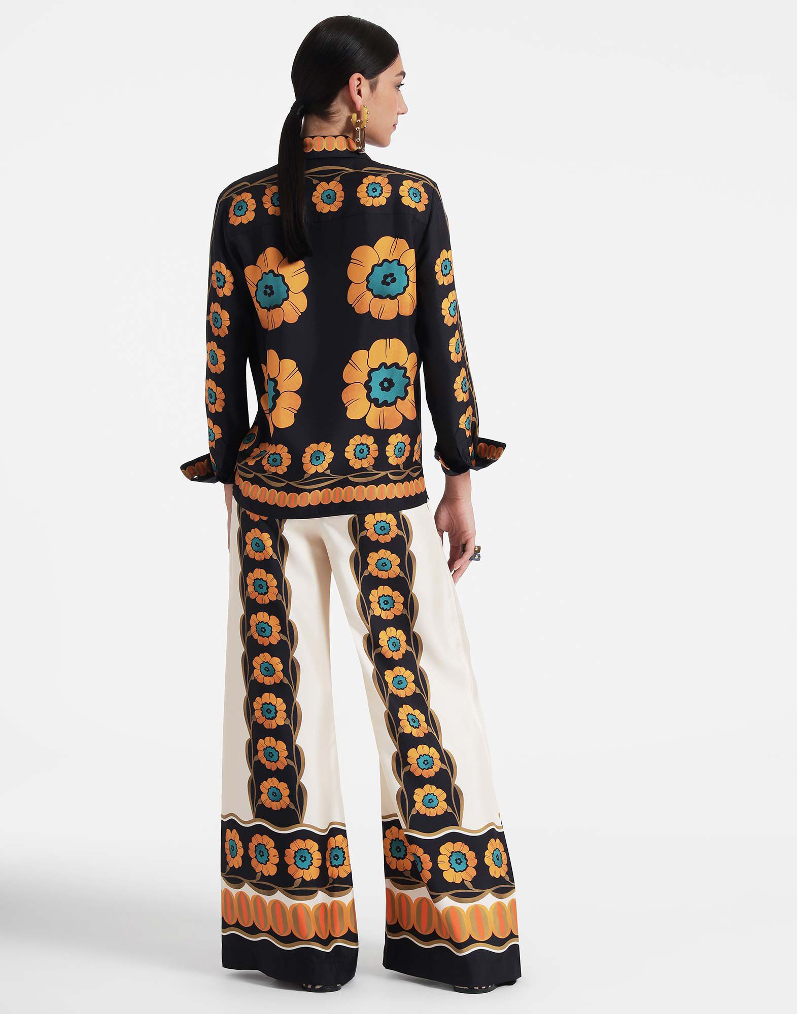 La DoubleJ Palazzo Pants Daisychain Plac&eacute;e Orange TRO0026SIL006ROP04OR02