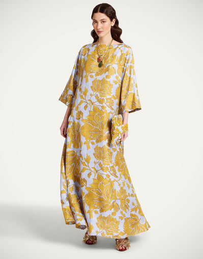 La DoubleJ Dresses Women - Muumuu Dress Round Neck Tangle Light Blue M 100% Silk La DoubleJ Dresses Women - Muumuu Dress Round Neck Tangle Light Blue M 100% Silk