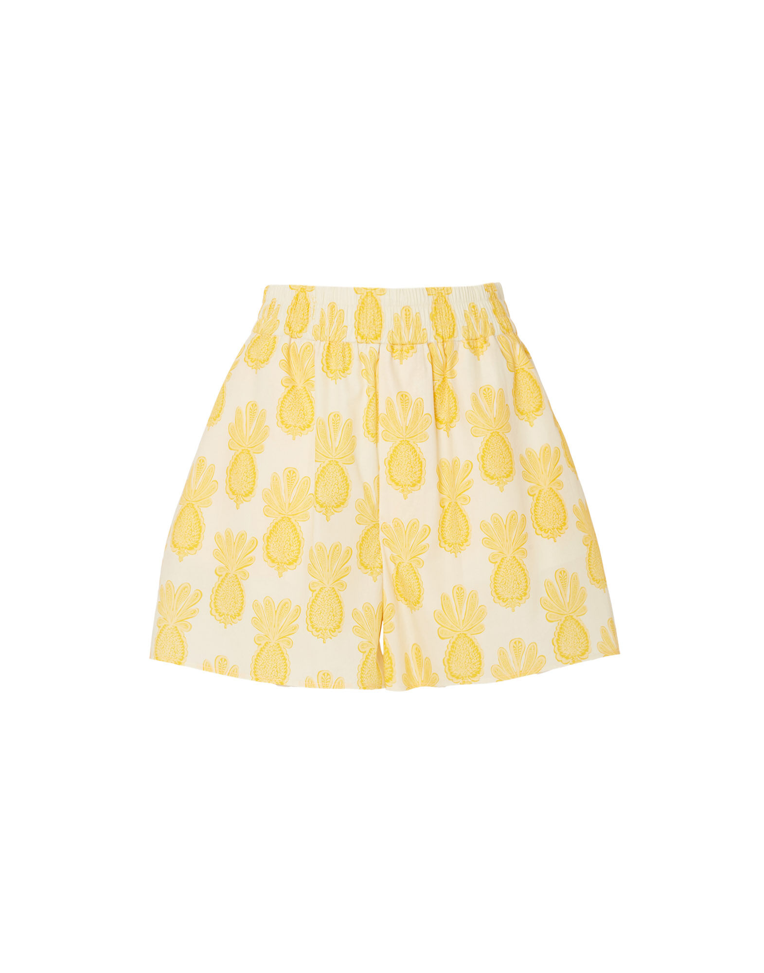 La DoubleJ Pull-Up Shorts Pineapple Sunflower White TRO0059COT039PNP20WH01
