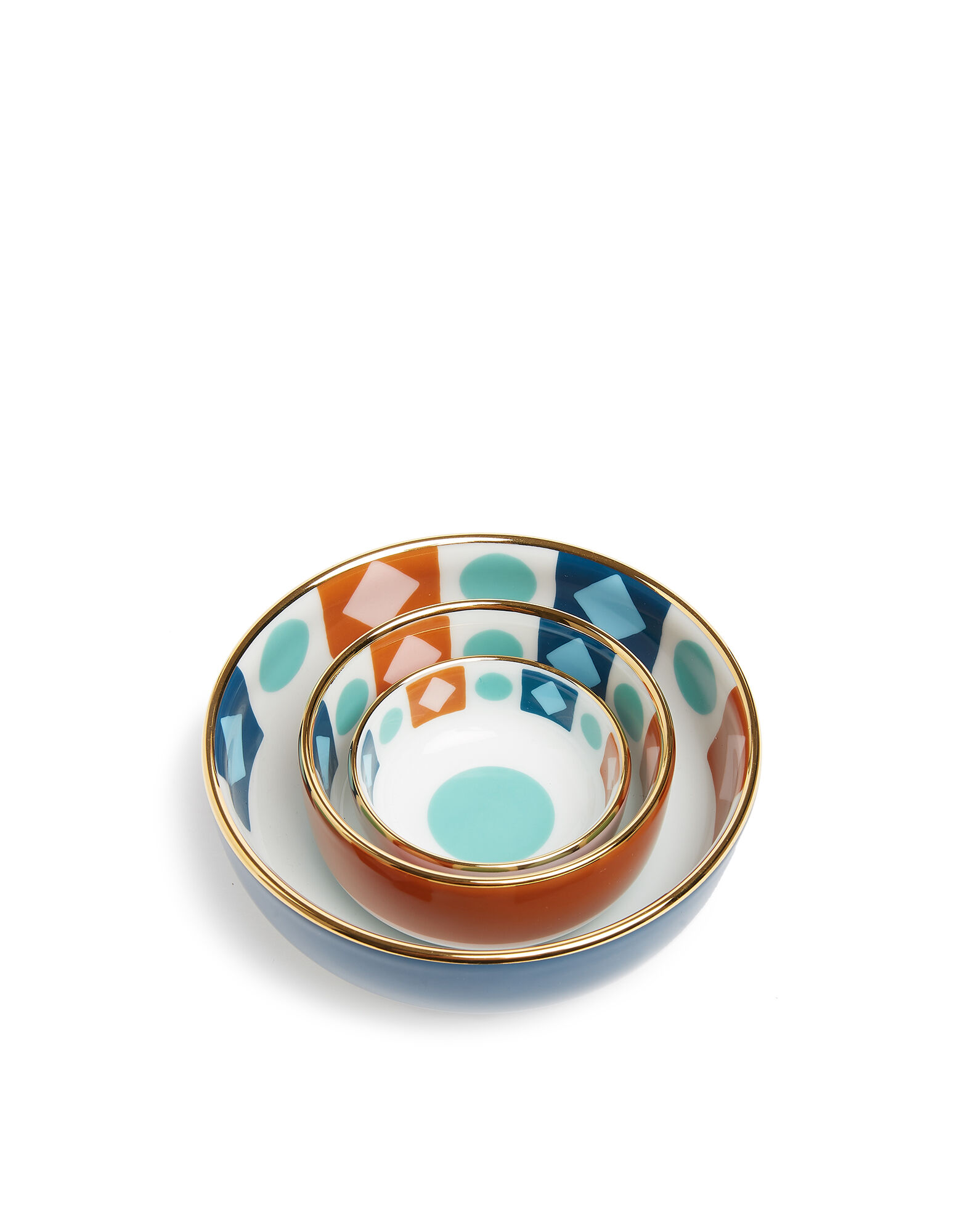 La DoubleJ Nesting Bowls Set Diamond Dots CIO0004CER001CHA0004