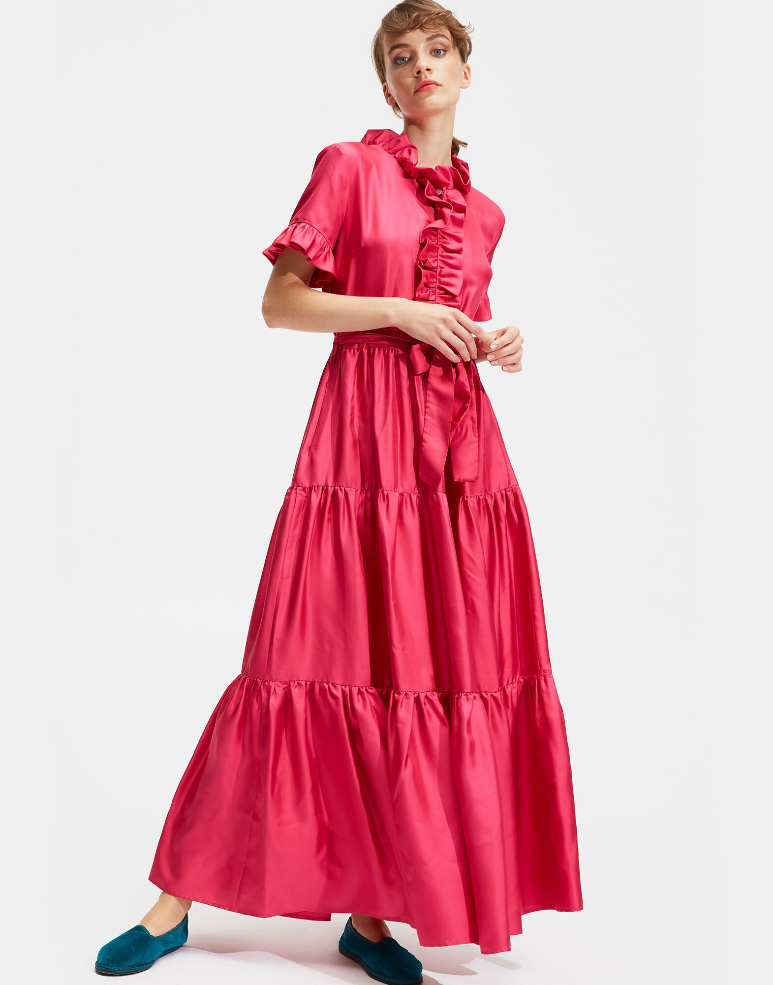 LaDoubleJ Long & Sassy Dress Solid Magenta DRE0017SIL001FUC0001