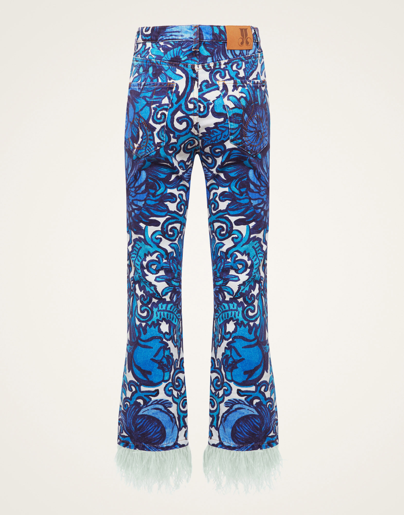 La DoubleJ Fancy Crop Jeans (With Feathers) Anemone TRO0097DEN001ANE01BU03