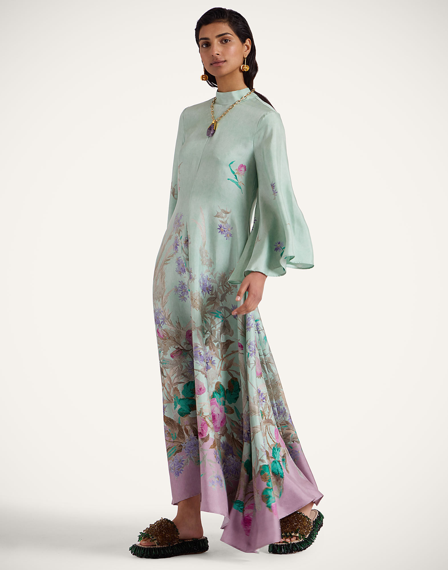 La DoubleJ Magnifico Dress Heath Plac&eacute;e Mint DRE0232SIL001HEA03GR11