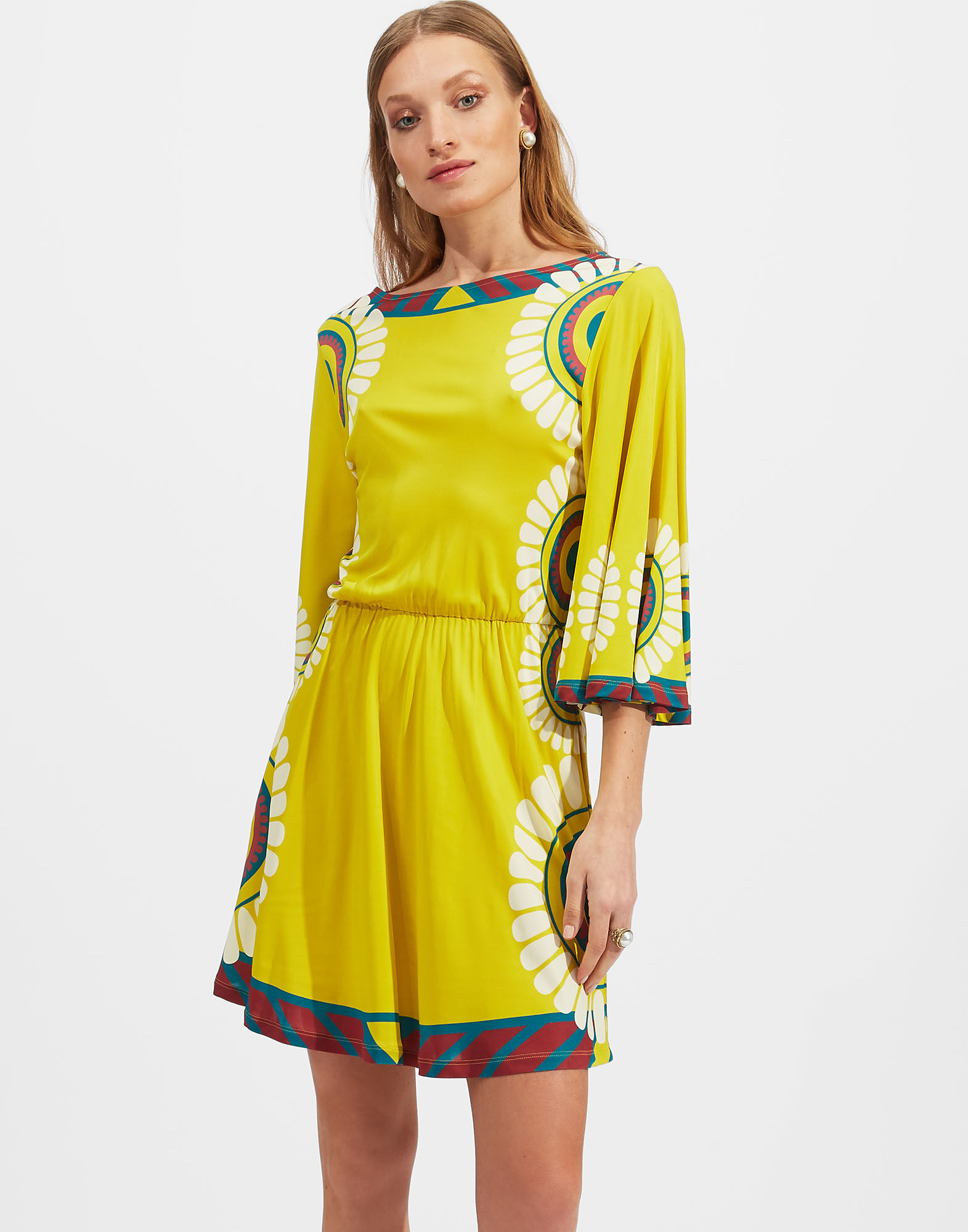 La DoubleJ Sorellina Dress Yellow Solar Plac&eacute;e DRE0346JER022SOL0004