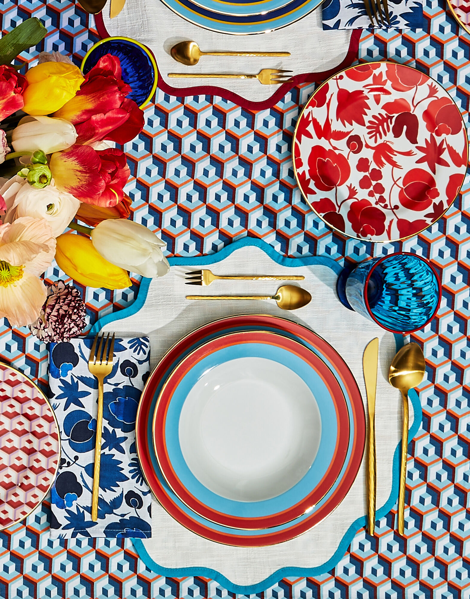 LaDoubleJ Cloud Placemat Set of 2 Light Blue TBM0003COT005RAI0013