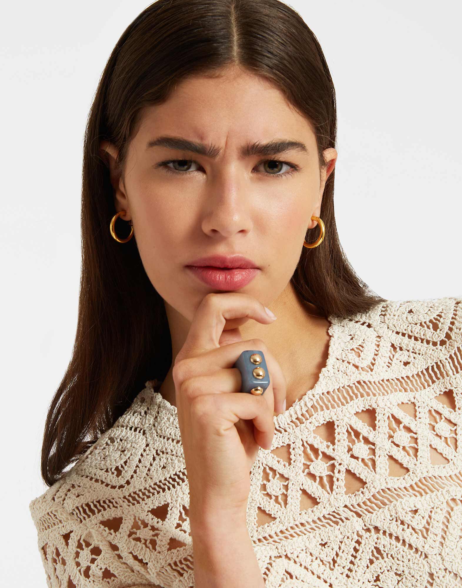 La DoubleJ Nefertiti Ring Solid Teal RIN0004POL005SOLIDBU07