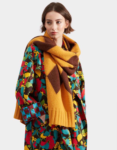 La DoubleJ Argyle Scarf Yellow / Brown SCA0029KNI064VAR0168