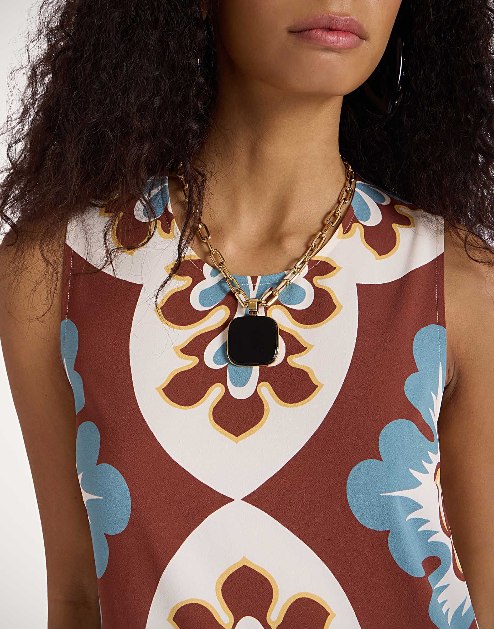 La DoubleJ Stretch Tunic Palazzo Plac&eacute;e Chocolate DRE0758VIS011PAL08BR07