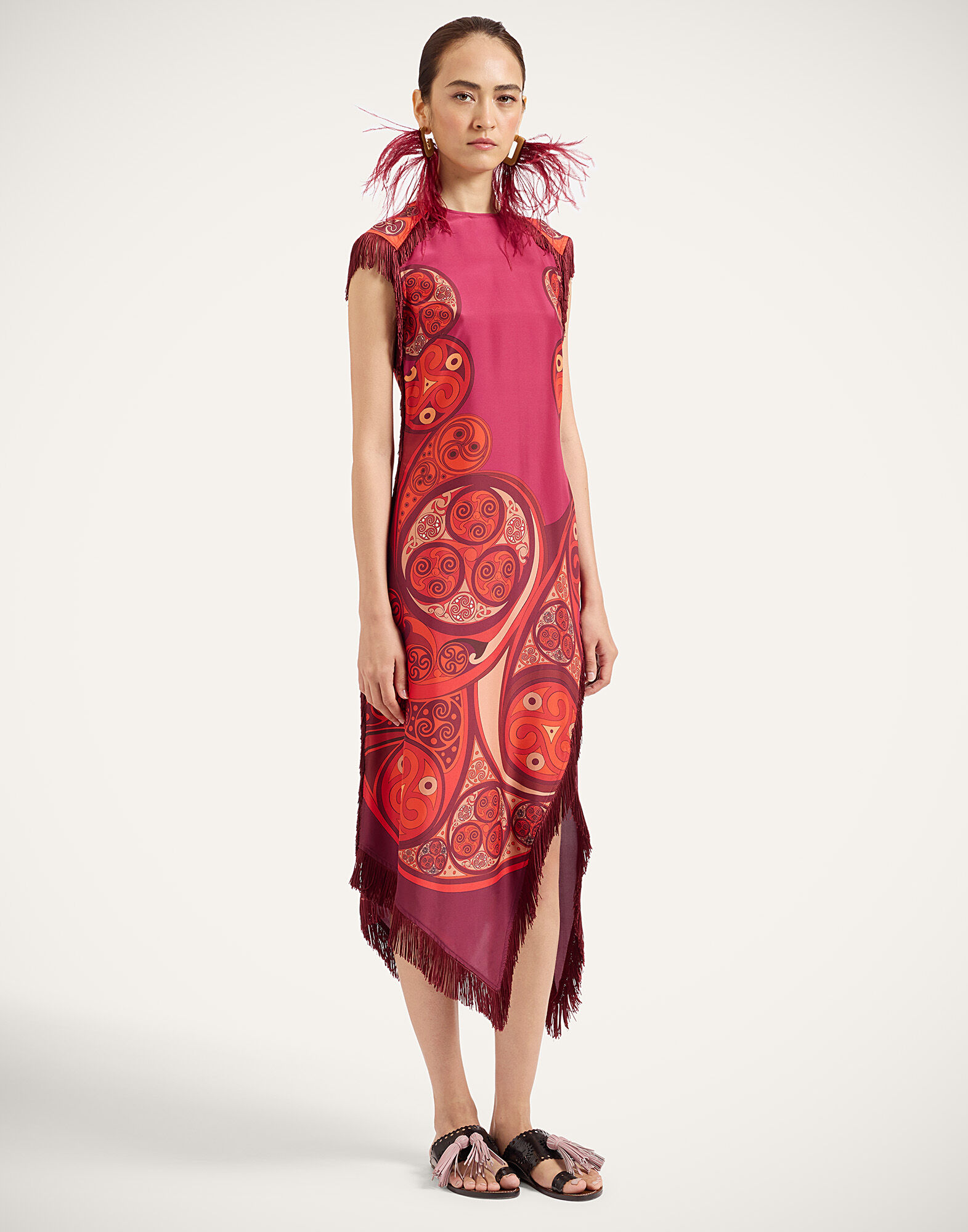 La DoubleJ Scarf Dress Alchemy Plac&eacute;e Dark Red DRE0964SIL009ALC03RE40