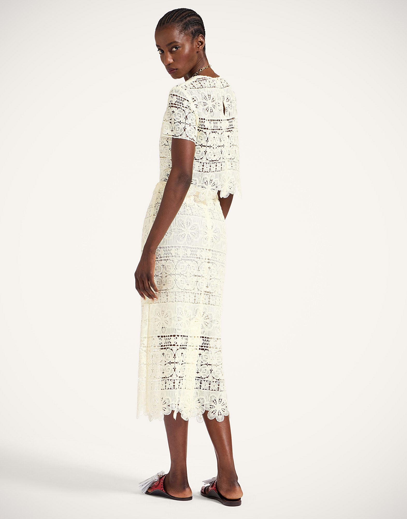 La DoubleJ Lacey Pencil Skirt Caper Light Yellow SKI0158EMB104CEP03YE01