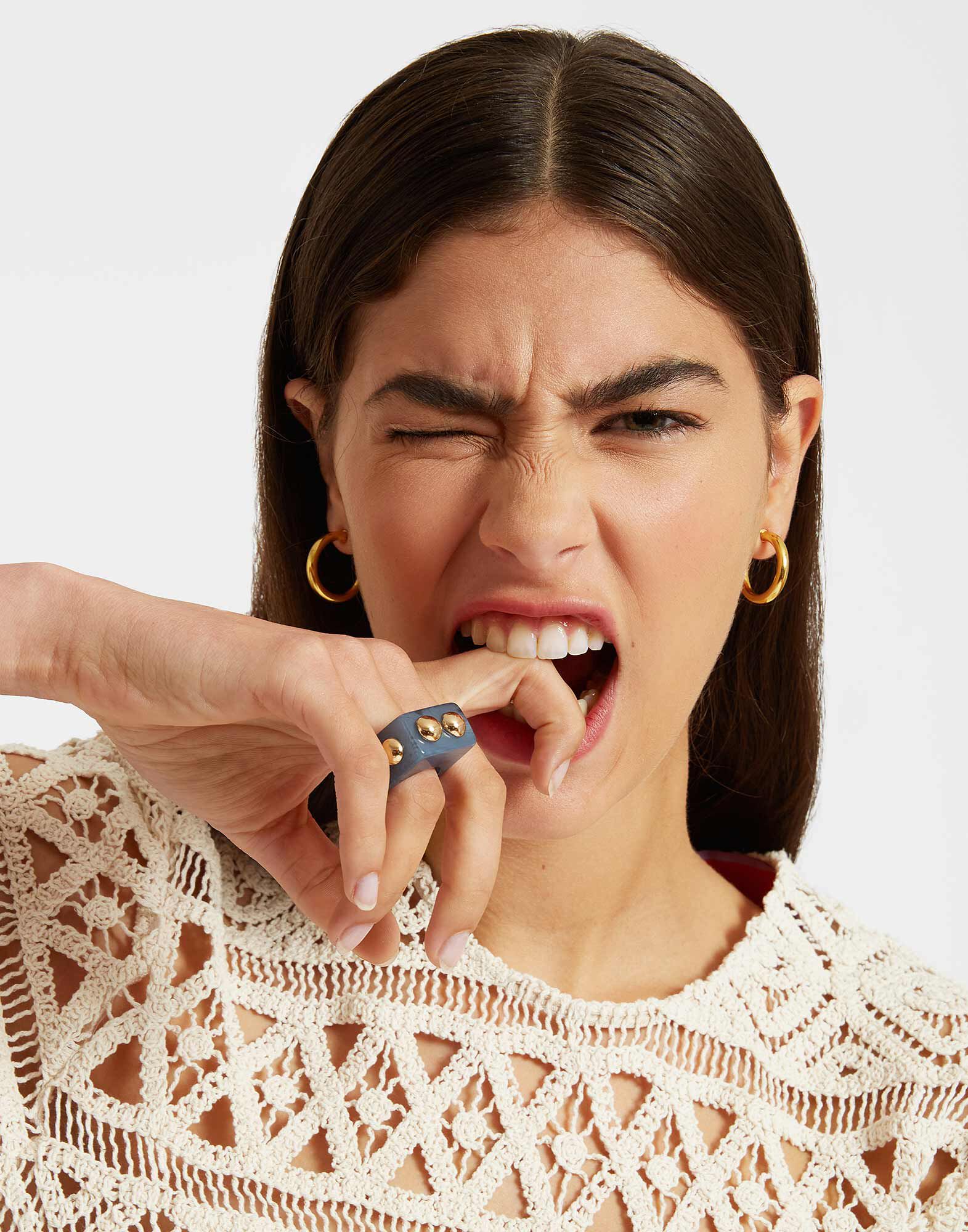 La DoubleJ Nefertiti Ring Solid Teal RIN0004POL005SOLIDBU07