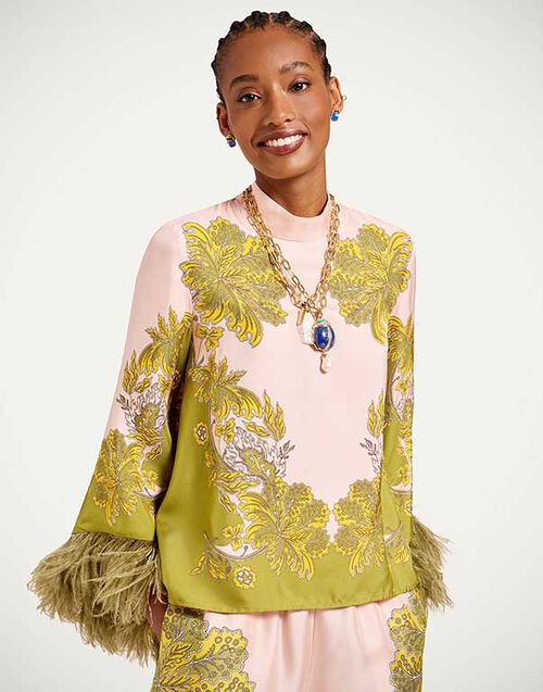 La DoubleJ Make An Exit Top Swathe Plac&eacute;e Pink TOP0141SIL026SWA03PI01
