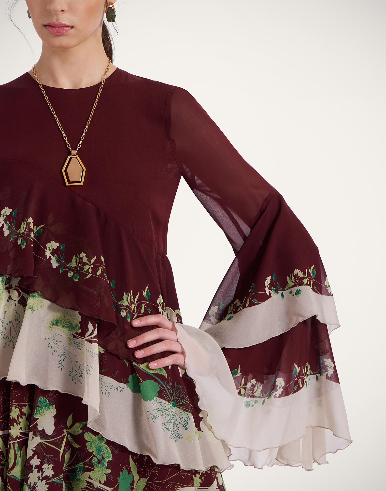 La DoubleJ Naiad Dress Woodland Plac&eacute;e Burgundy DRE0858SIL014WOD01RE02