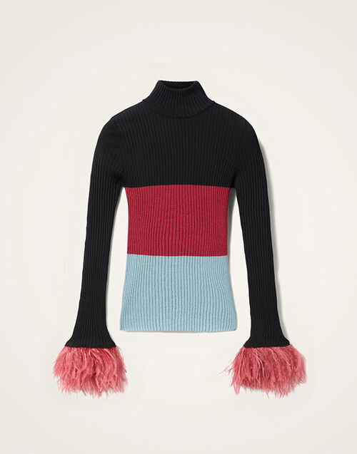 La DoubleJ High Kick Top Color Block Black & Burgundy PUL0167KNI091VA415BL01