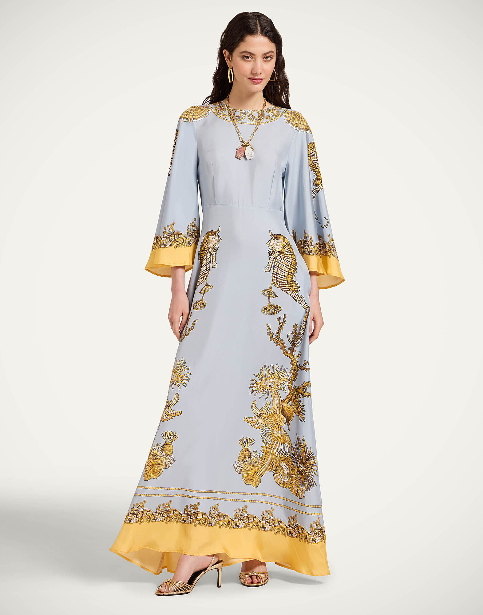 La DoubleJ Long Sorella Dress Oceania Plac&eacute;e Light Blue DRE0923SIL026OCE01BU01