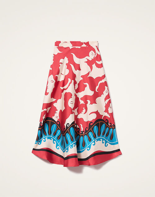 La DoubleJ Lungomare Skirt Mamma Plac&eacute;e Red SKI0144SIL001MAM02RE01