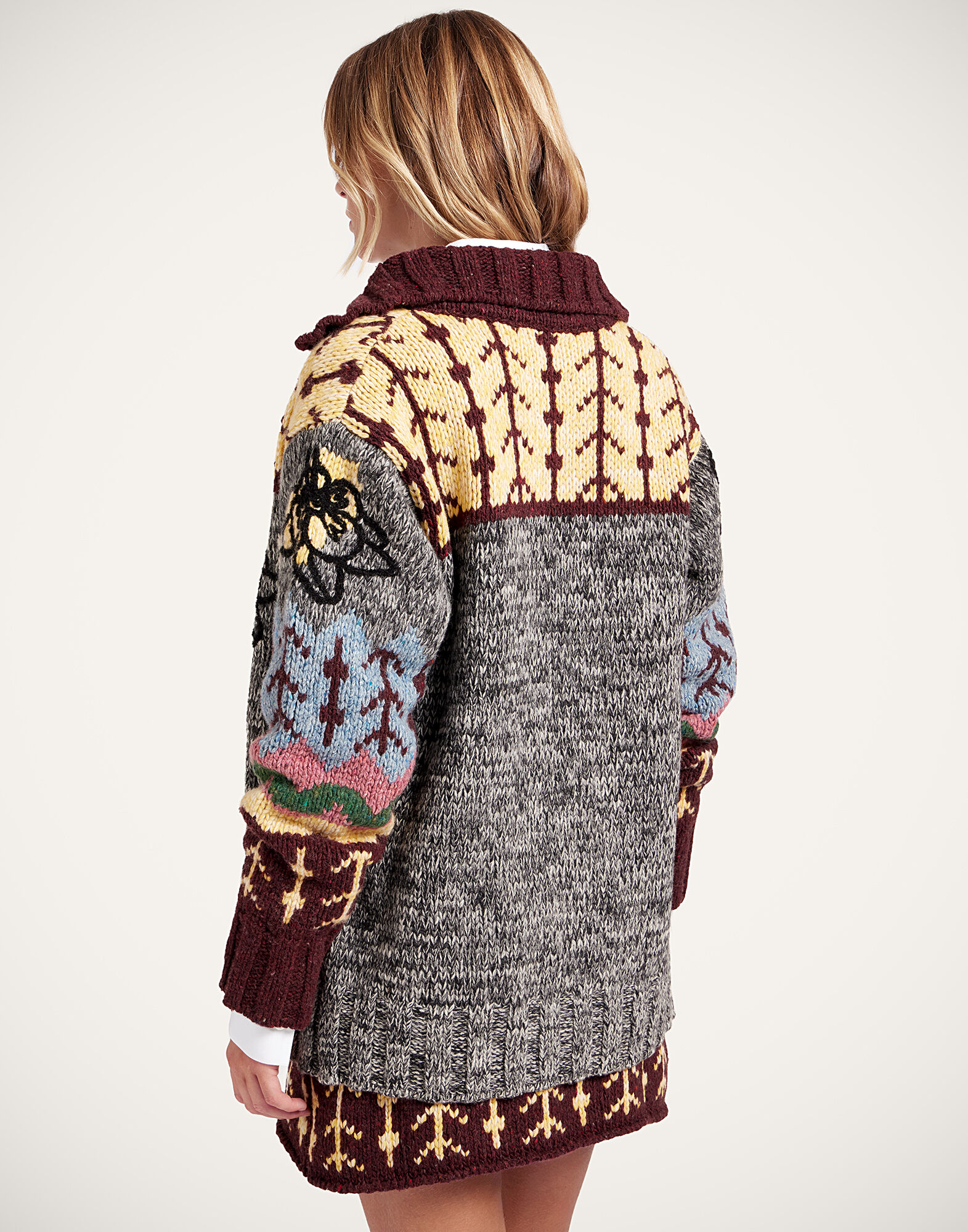 Chalet Cardigan in Multicolor Grey & Yellow for Women | La DoubleJ US