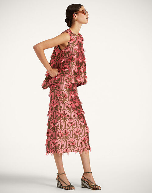 La DoubleJ Pencil Skirt Grove Kaki/Pink SKI0011JCQ043GRV03PI01