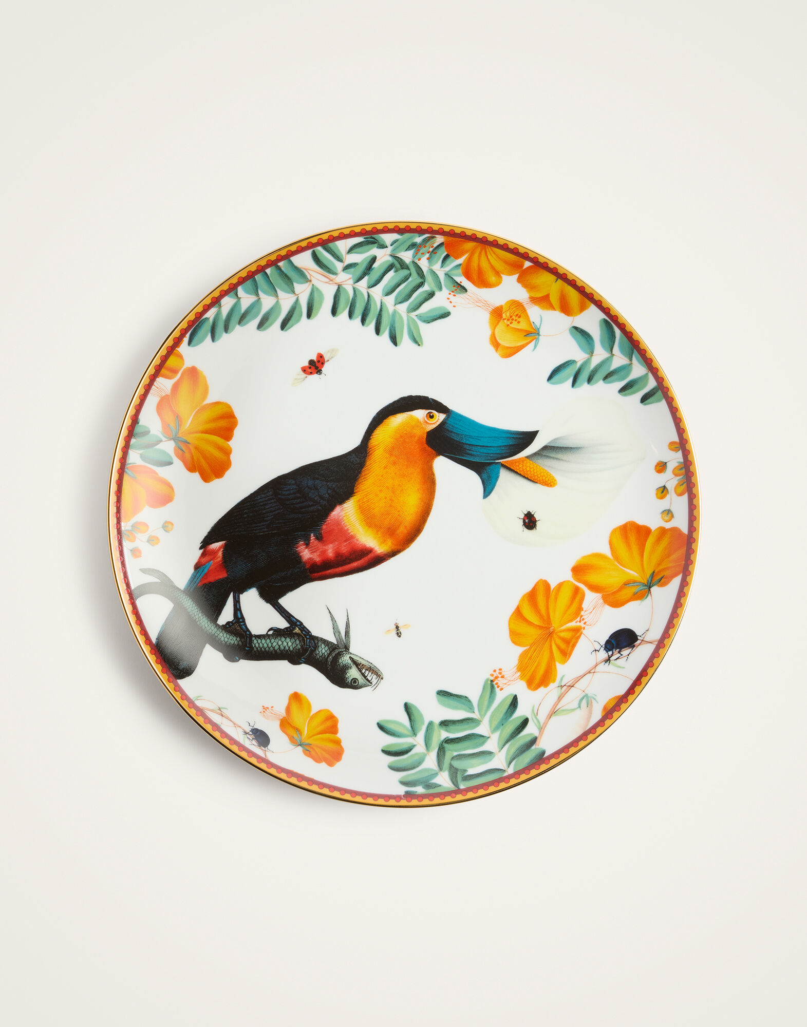 La DoubleJ Decorative Plate Floroucan Ivory DPL0001CER001FLC01WH04