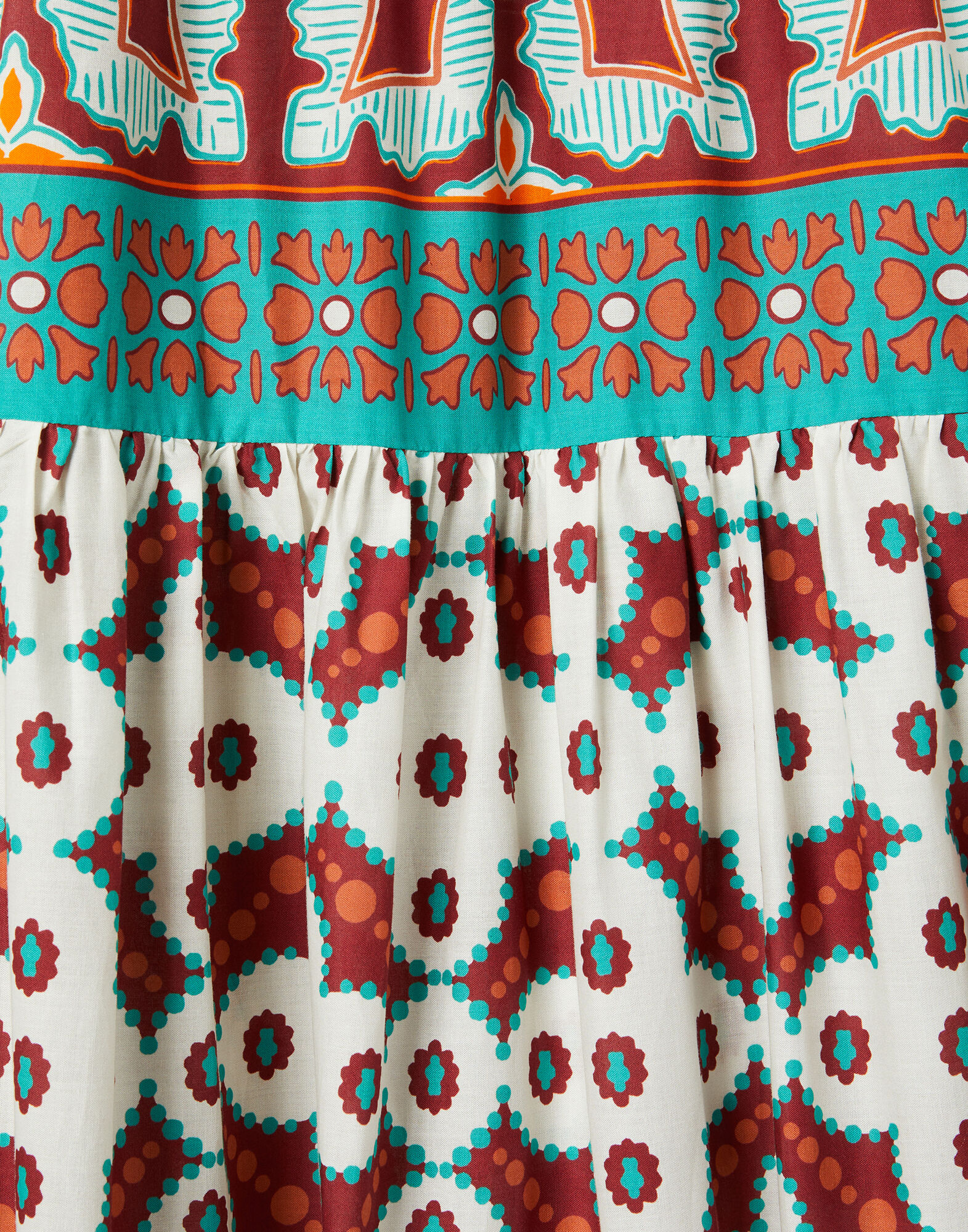 La DoubleJ Big Skirt Pagoda Plac&eacute;e Rust SKI0139COT056PAG01OR04