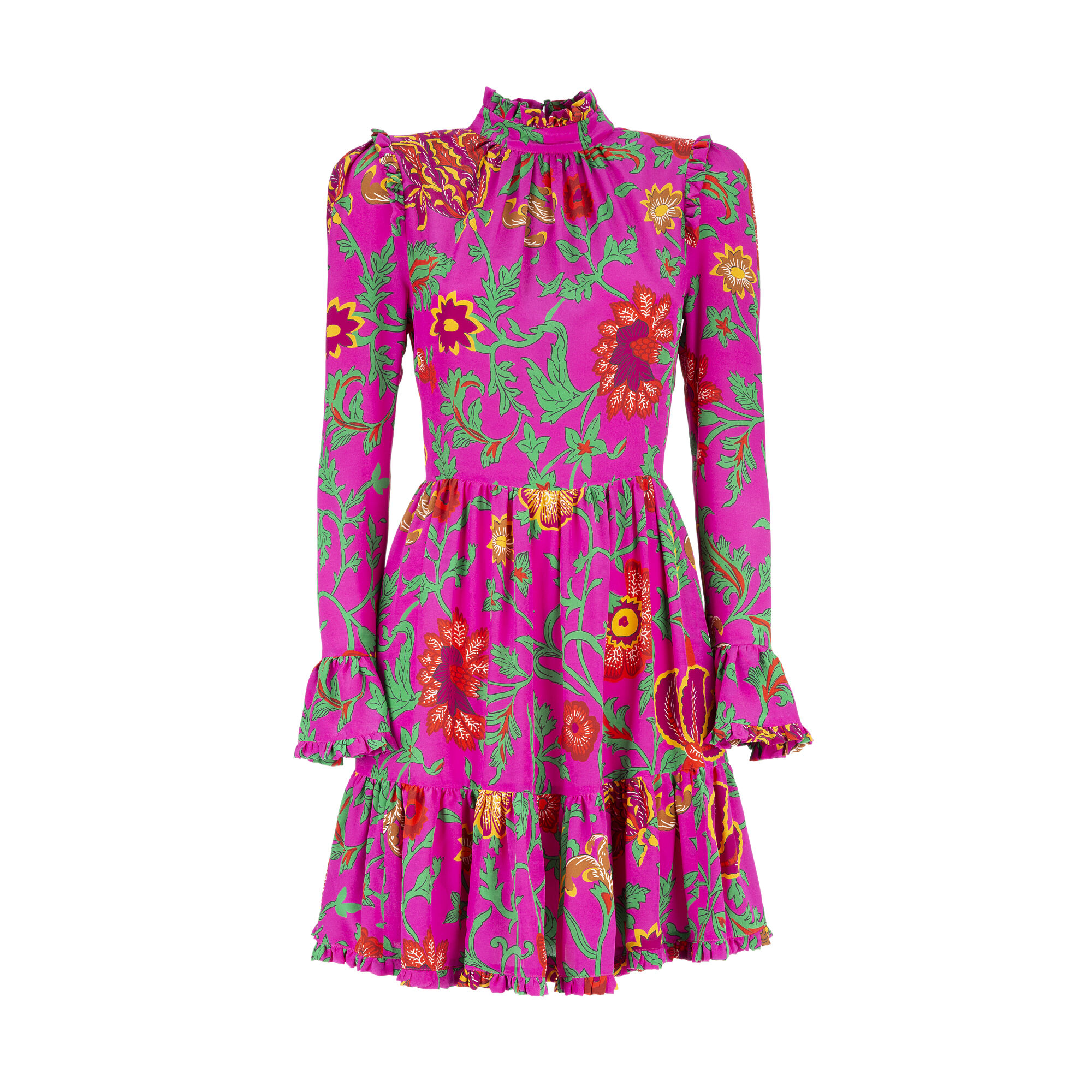 LaDoubleJ Short Visconti Dress Dragon Flower Fucsia DRE0043CRE001DRA0004