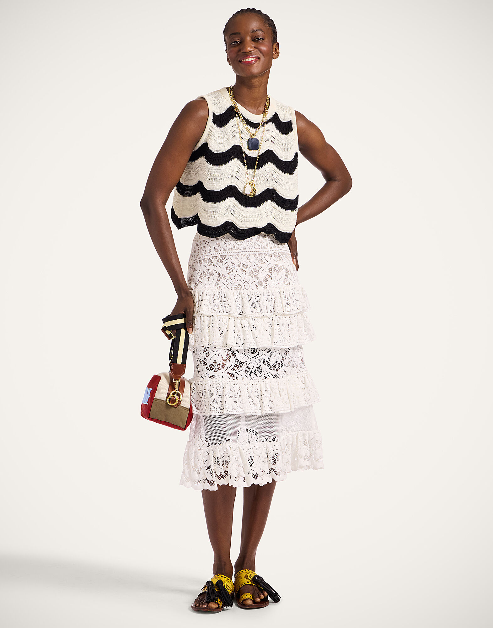 La DoubleJ Footloose Lacey Skirt White SKI0104EMB028SOLIDWH01