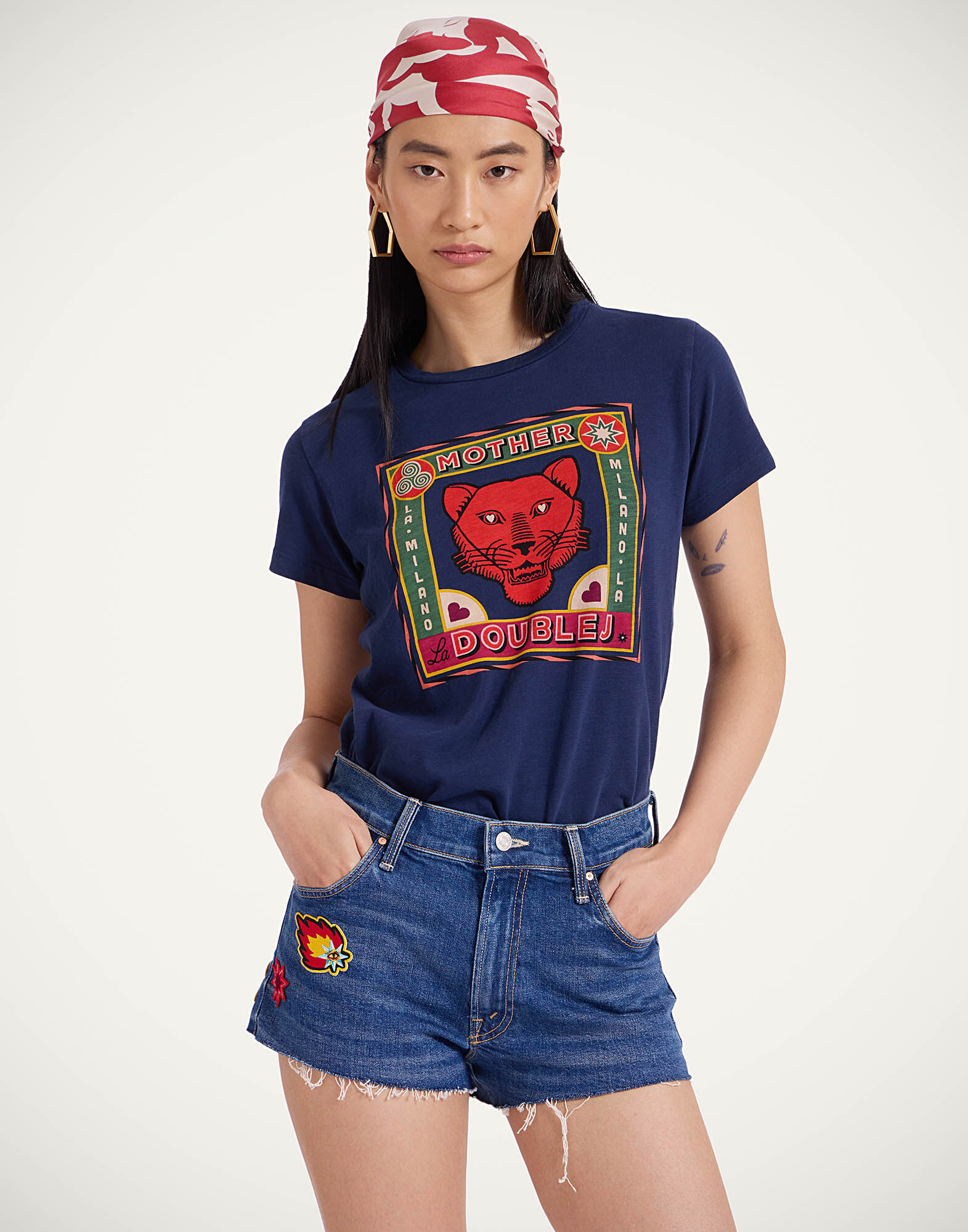 La DoubleJ The Dodger Short Fray Shorts Patch It Up Blue TRO0165DEN011PAT09BU03