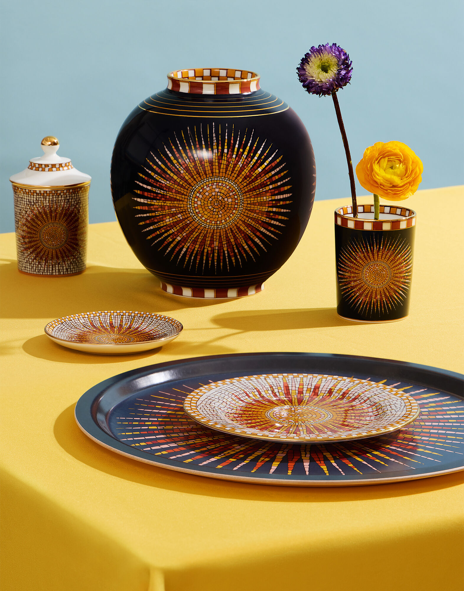 La DoubleJ Bubble Vase Sunrays Midnight VAS0003CER001SNR02BU04