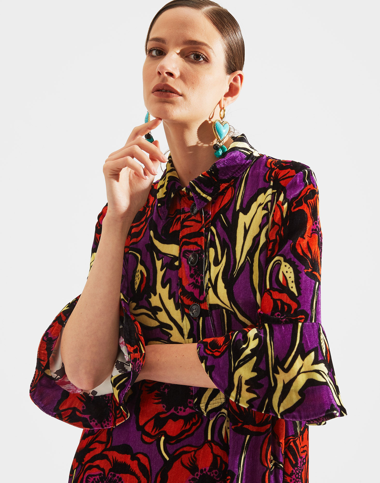 LaDoubleJ Artemis Dress Big Blooms Viola DRE0176VEL004PFI0004