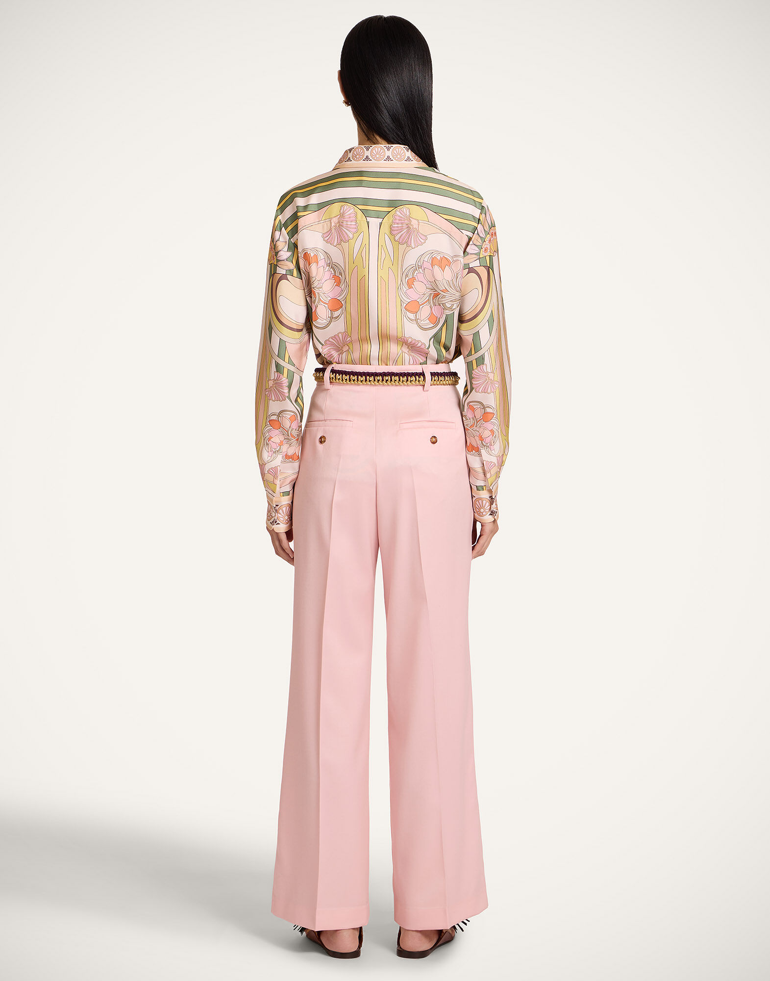 La DoubleJ Loose Pants Solid Pink TRO0135WOL035SOLIDPI01