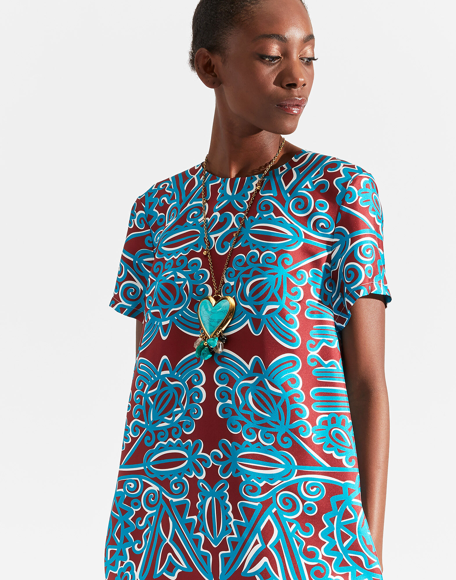 LaDoubleJ Mini Swing Dress Parnaveg Turchese DRE0159SIL001PRN0003