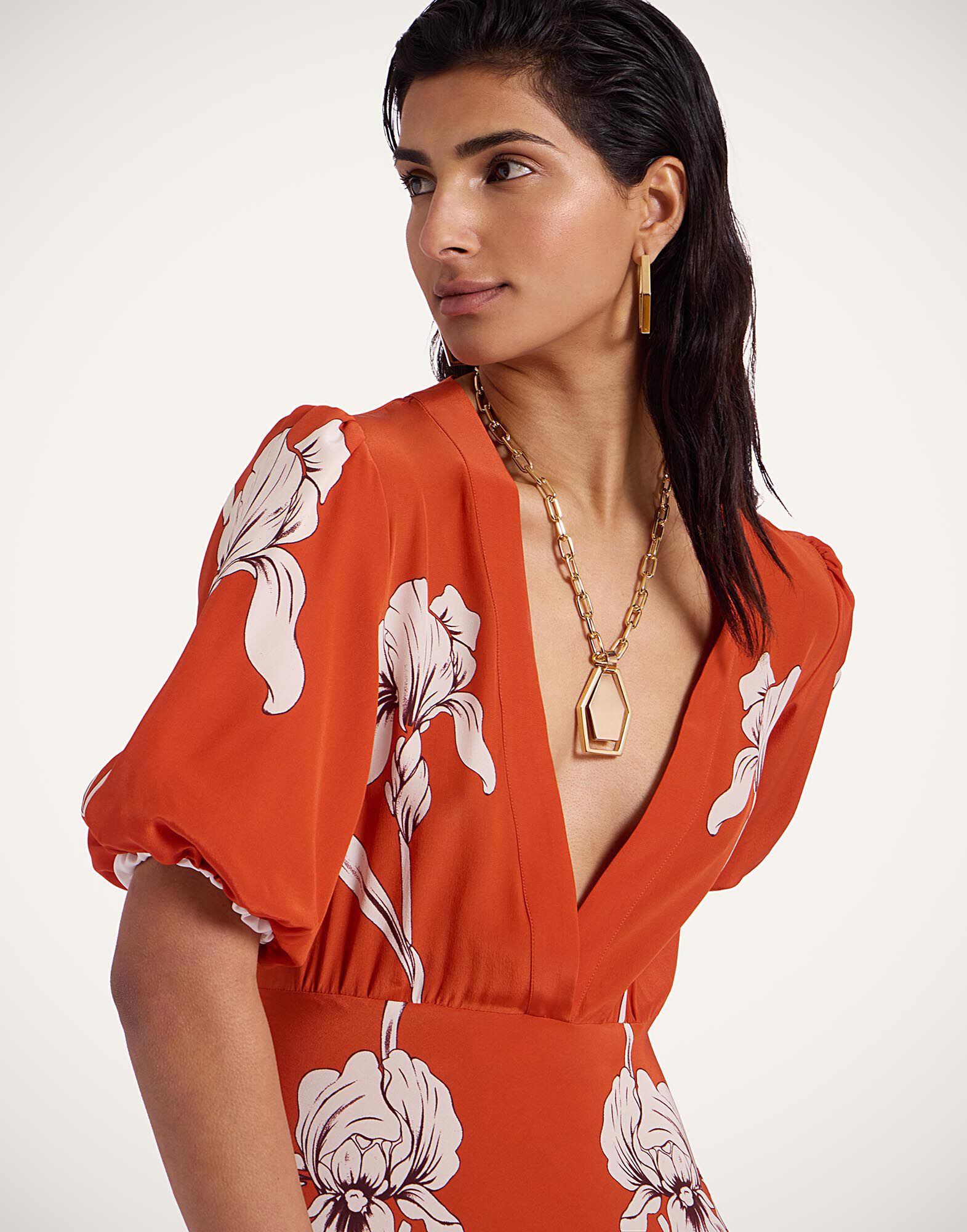 La DoubleJ Marlene Dress Iris Plac&eacute;e Dark Orange DRE0869CRE002IRS07OR03