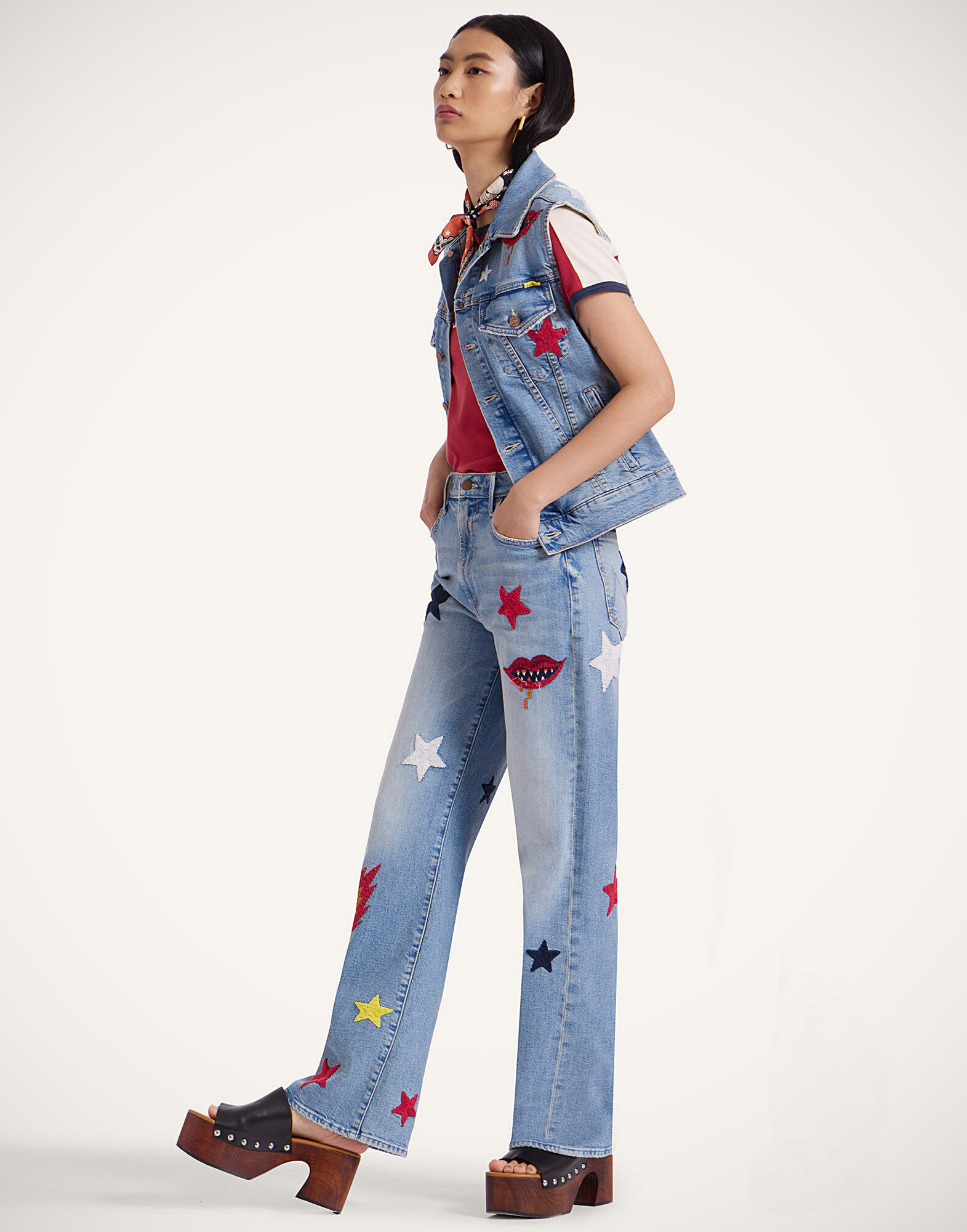 La DoubleJ The Maven Sneak Jeans Star Of The Show Blue TRO0168DEN011STA03BU03