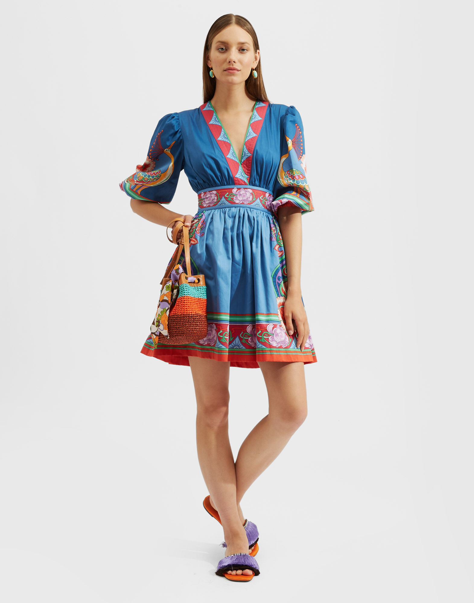 La DoubleJ Margherita Dress Taormina Plac&eacute;e Navy DRE0493COT044LRT01BU06