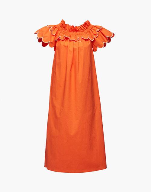 La DoubleJ Breakfast Dress Embroidered Solid Coral DRE0504COT043SOLIDRE03