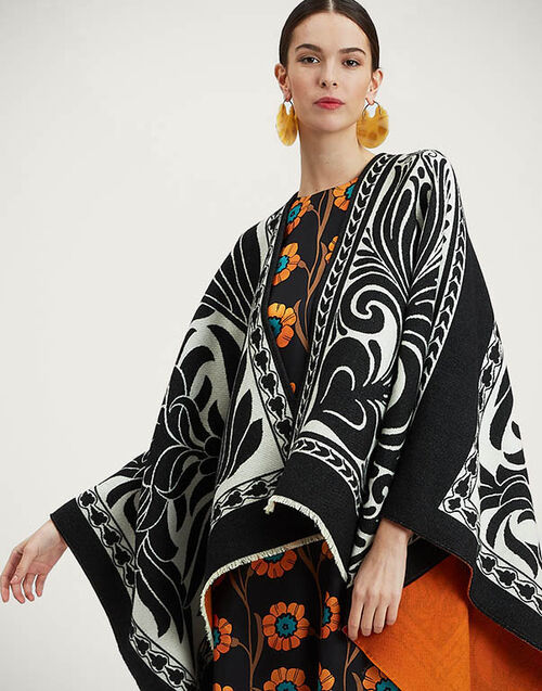 La DoubleJ Poncho Mix Tiles Black SCA0048WOL015MIX02BL01