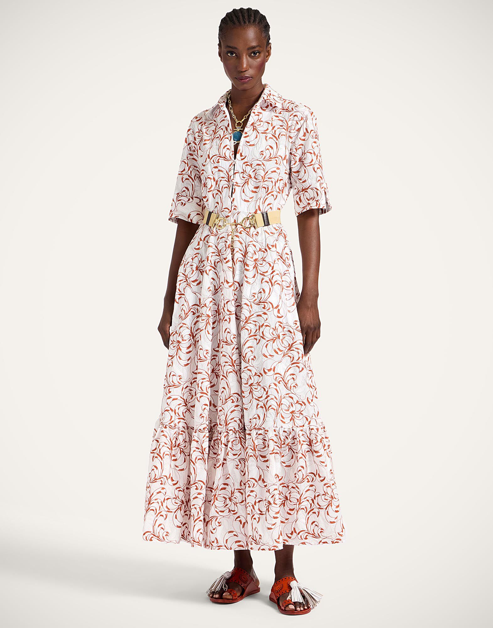 La DoubleJ San Pietro Dress Fern White DRE0900COT076FRN01WH01