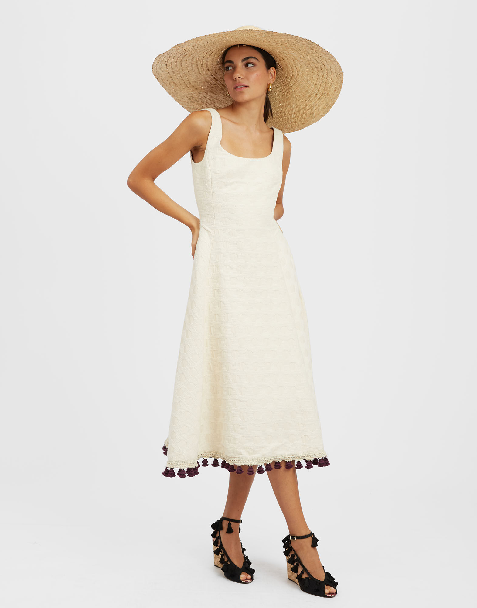 La DoubleJ Sophia Dress Embroidered Creamy DRE0682JCQ076CRA01WH03