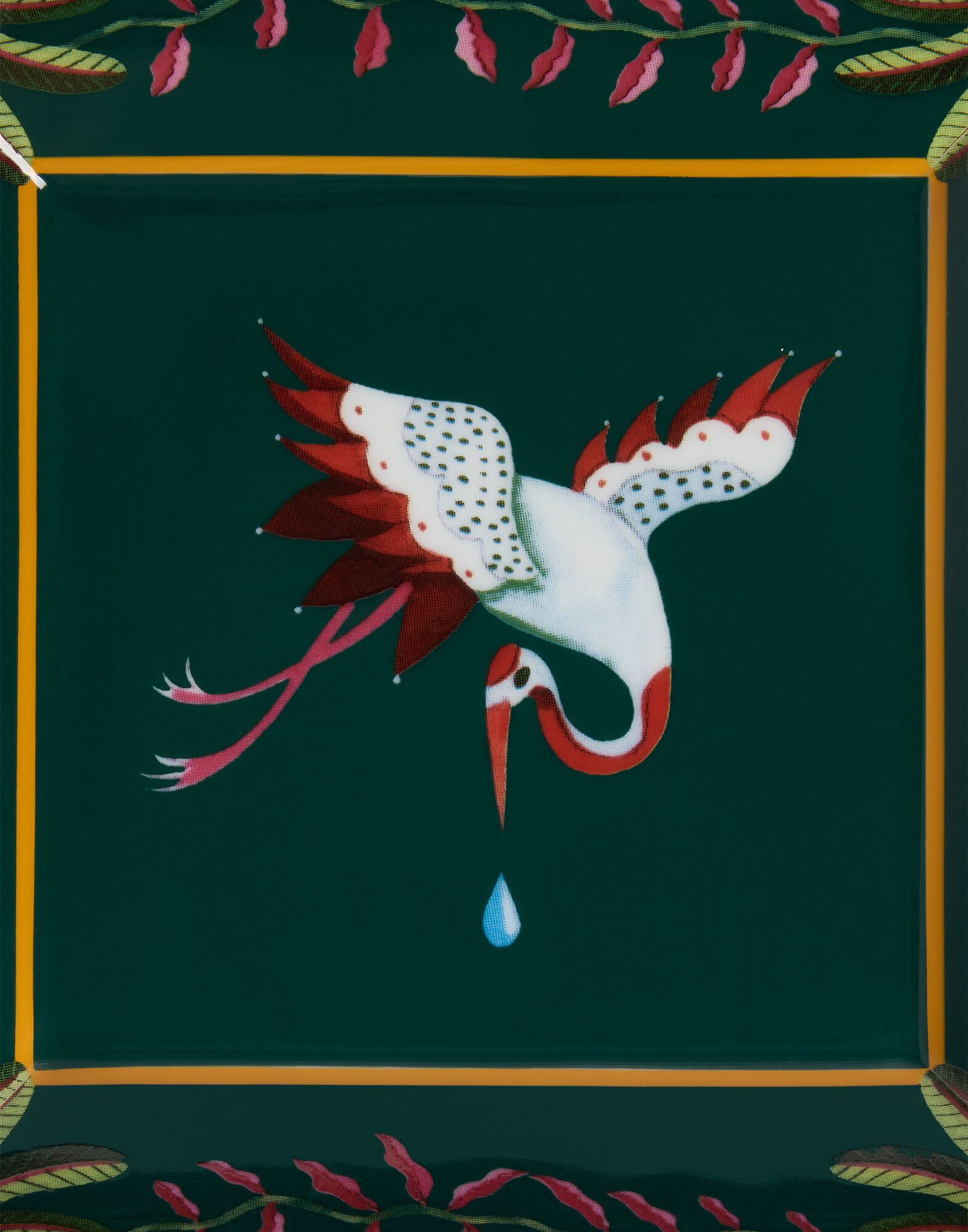 La DoubleJ Trinket Tray Spirit Stork Dark Green TRI0001CER001HLE09GR03