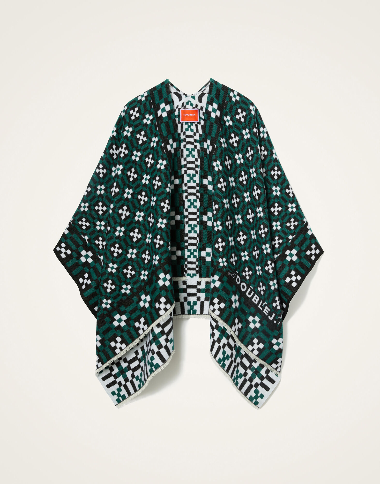 La DoubleJ Soul Poncho Byte Plac&eacute;e Green SCA0059WOL025BYT02GR02