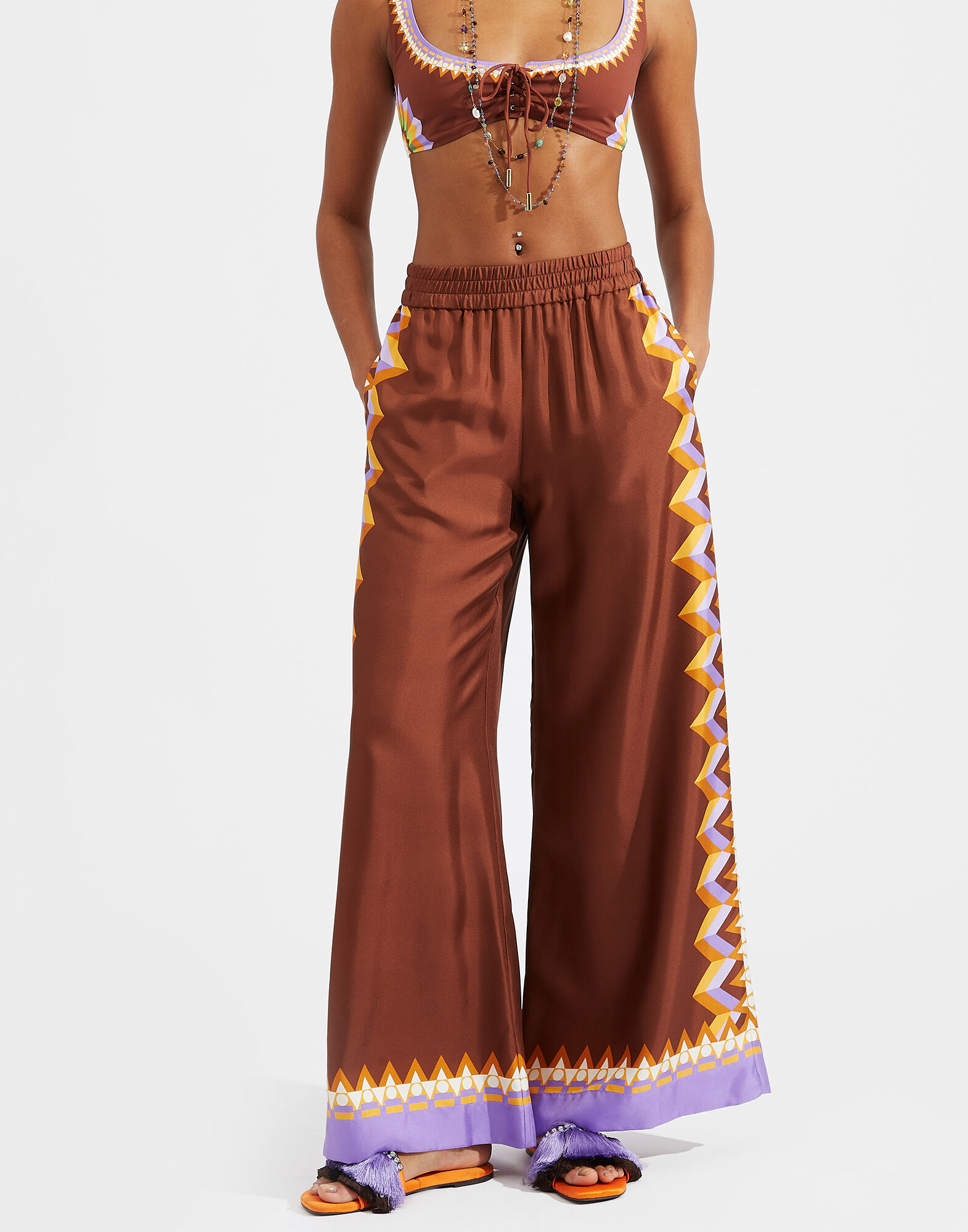 La DoubleJ Palazzo Pants Sunset Moro Plac&eacute;e TRO0026SIL006SUS0002