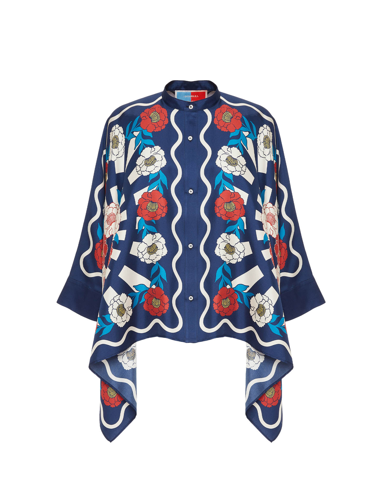 La DoubleJ Foulard Shirt Whitsun Plac&eacute;e Blue SHI0059SIL006FSK03BU03